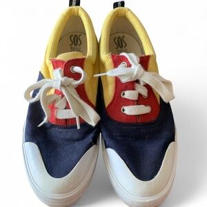 Multicolor Canvas Sneakers - Navy, Red & Yellow